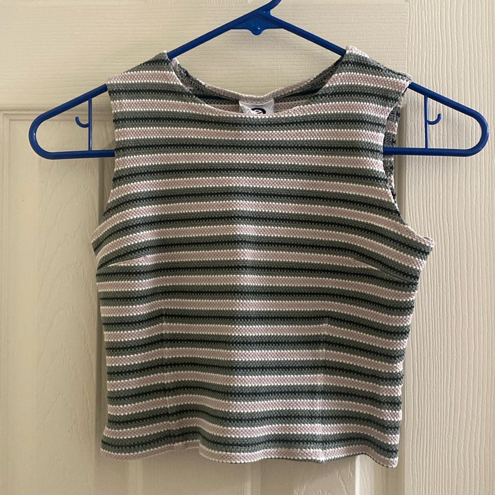 Vintage green and pink striped tank top
